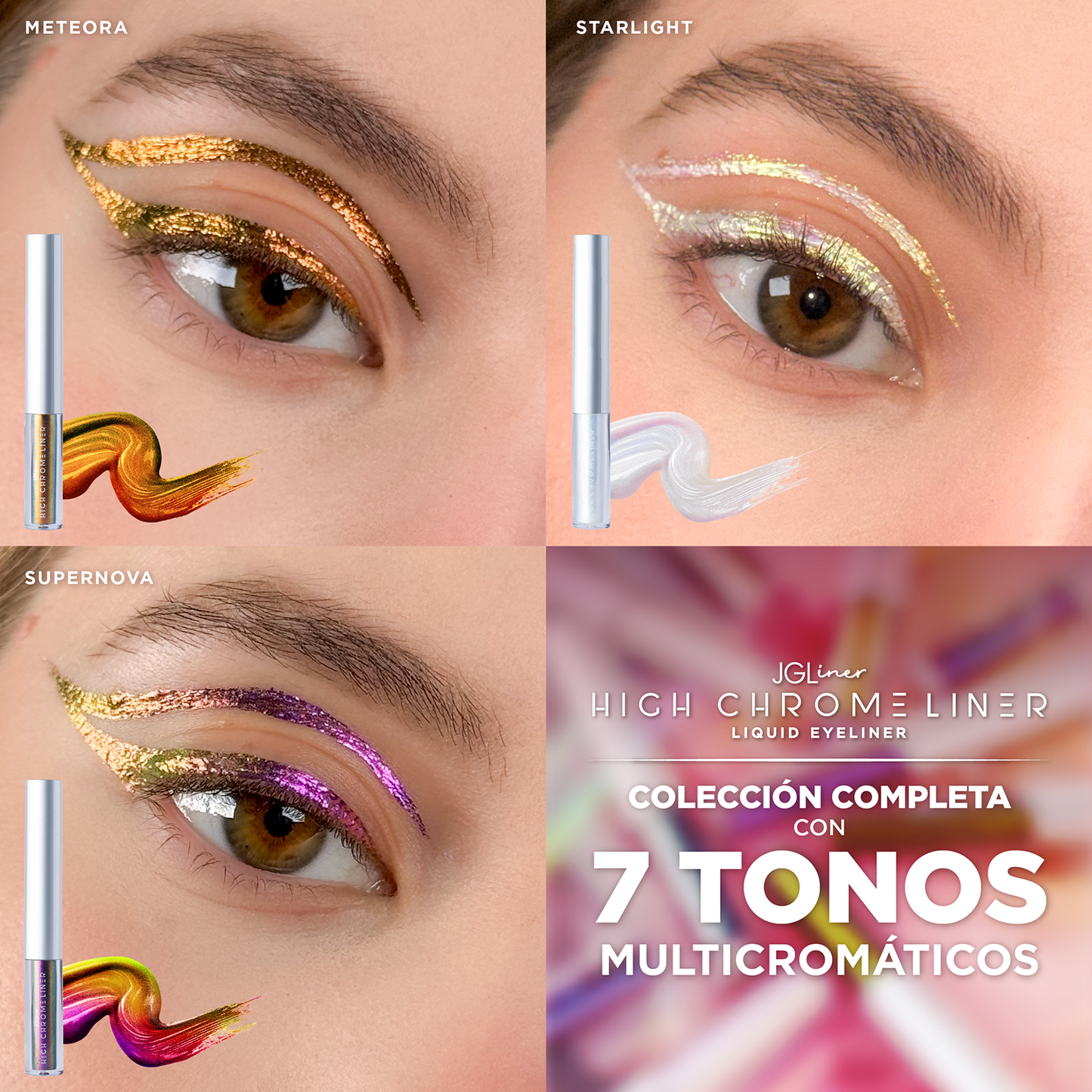Colección completa High Chrome - Liquid eyeliner 7 tonos multicromaticos