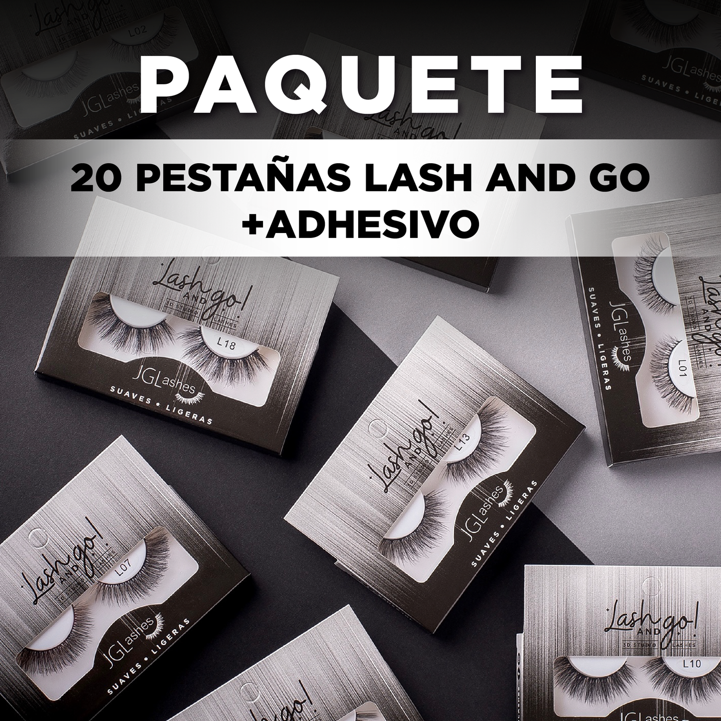 20 pestañas Lash and go + adhesivo