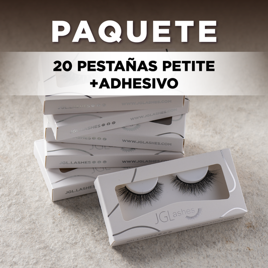 20 pestañas petite + adhesivo