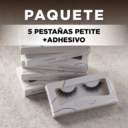 5 pestañas petite + adhesivo