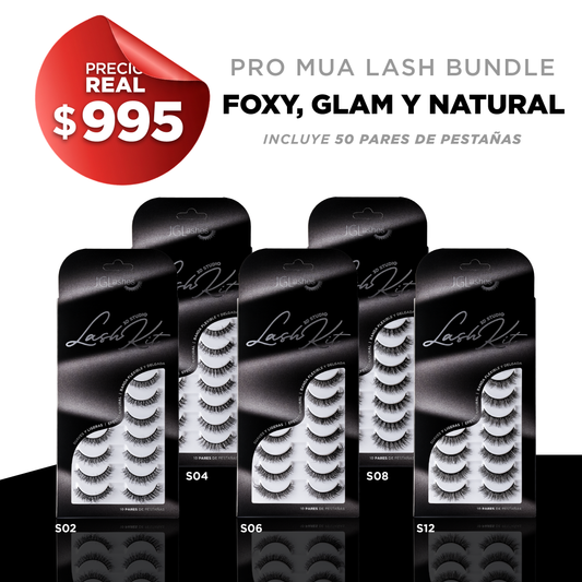 Pro Mua lash bundle - Foxy, glam y natural - Incluye 5 modelos 3D Studio Lash Kit