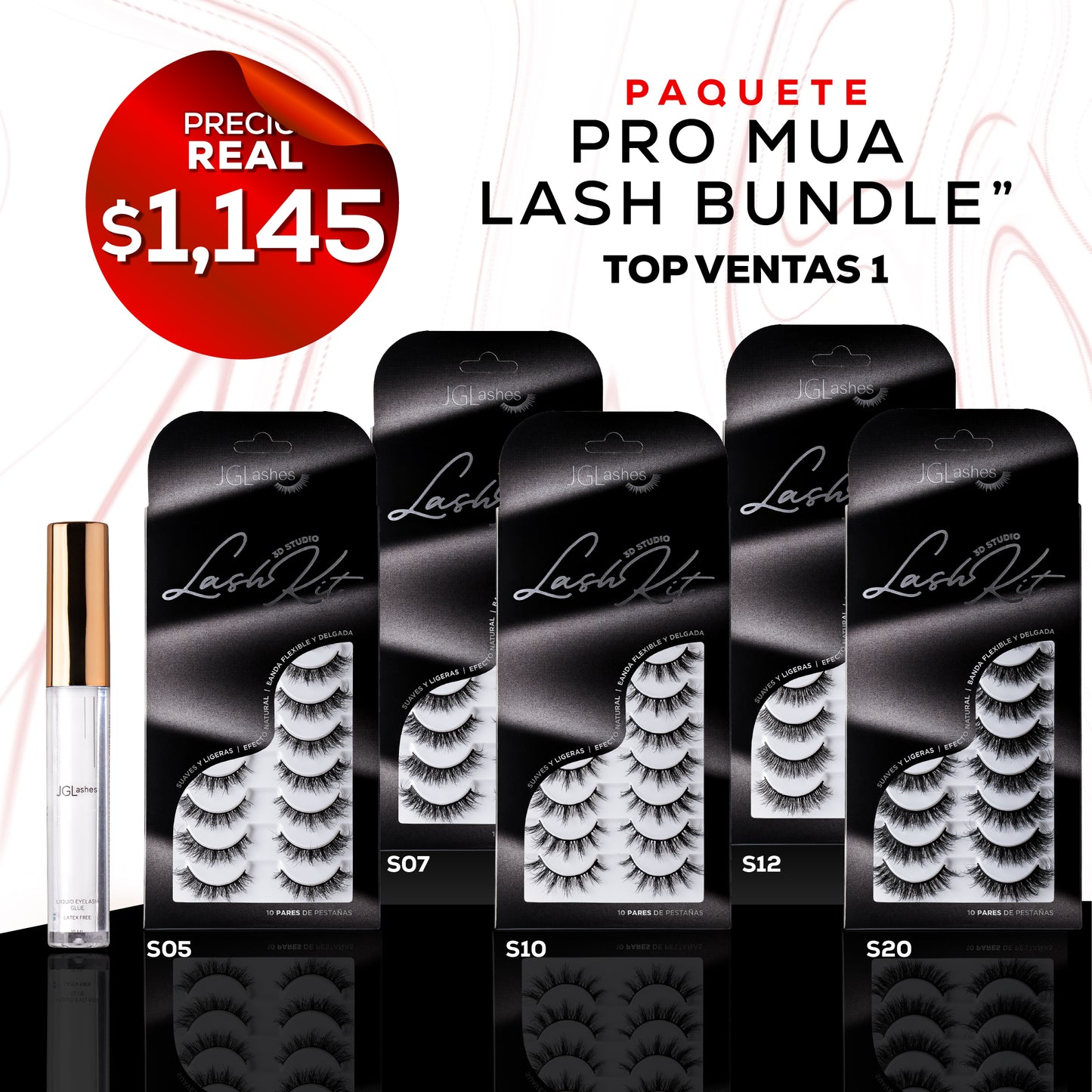 Pro MUA lash bundle - Incluye 5 modelos 3D Studio Lash Kit + Pegamento - Top ventas 1