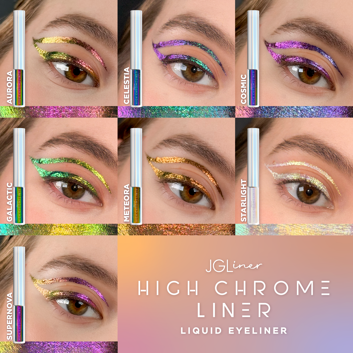 Colección completa High Chrome - Liquid eyeliner 7 tonos multicromaticos