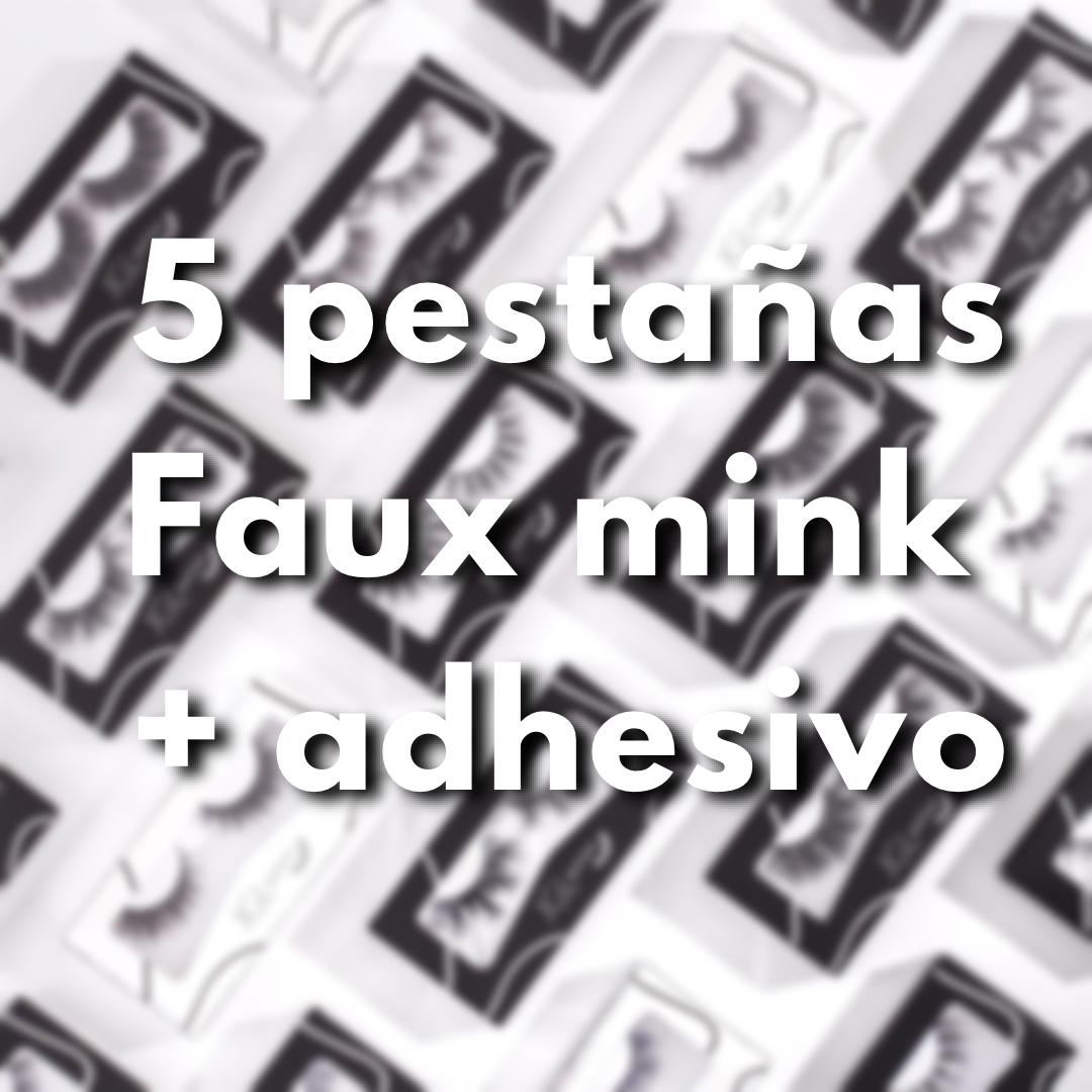 Paquete 5 pares faux mink + adhesivo